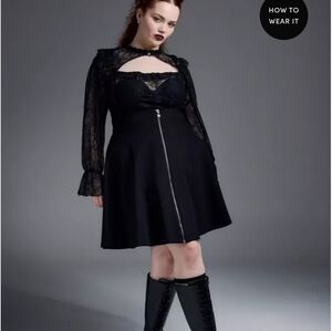 NWT 00 Black Nightfall Zip Front Pinafore Dress